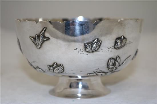 A Chinese silver bowl, by Kwan Wo, Canton or Hong Kong, early 20th century, diameter 13.3cm